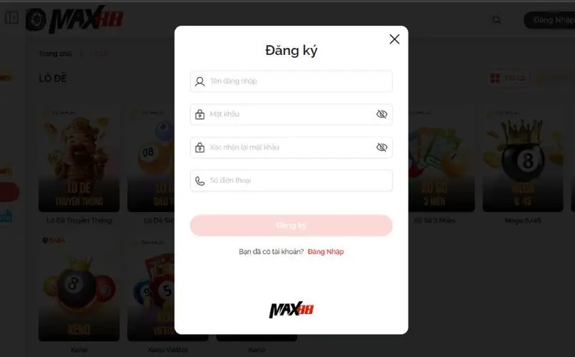 Bắt đầu hành trình – Đăng ký tài khoản Max88