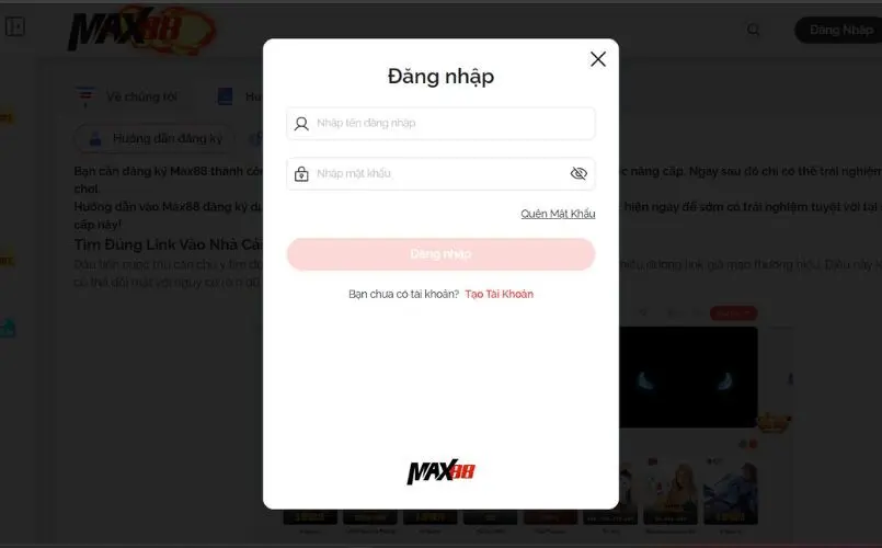 Hướng dẫn đăng nhập Max88 nhanh chóng và dễ dàng